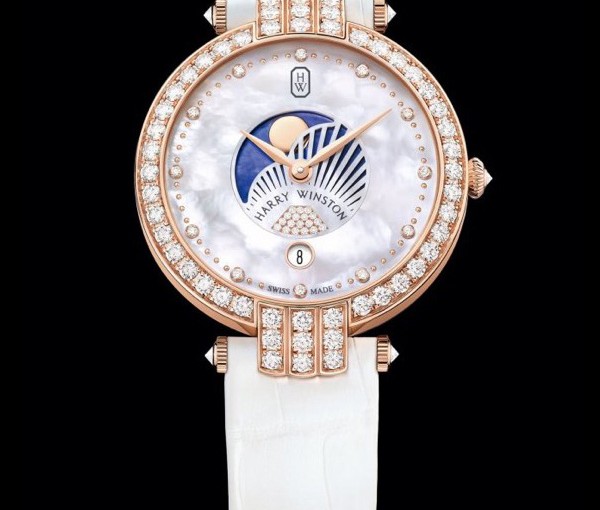 Rose Gold Copy Harry Winston Premier 36MM Moon Phases Watches Presented To Elegant Women